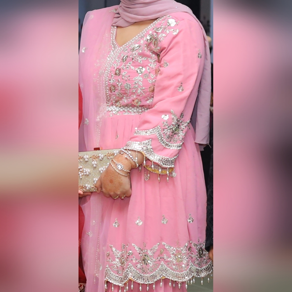Beautiful Indian/Pakistani Short dress with sharara pant and dupatta